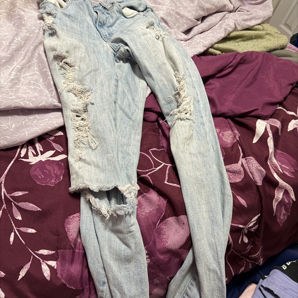 Distressed Light Blue Jeans